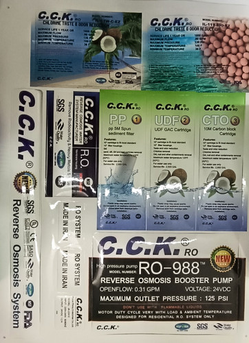 لیبل دستگاه اب تصفیه کن مدل c.c.k