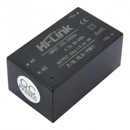 مبدل کاهنده روبردی ایزوله 220AC to 5VDC 600mA مدل HLK-PM01